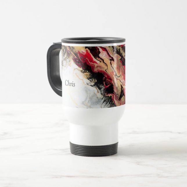 Taza De Viaje Oro Negro Rojo Espacio Negativo Resumen Personaliz (Anverso izquierdo)