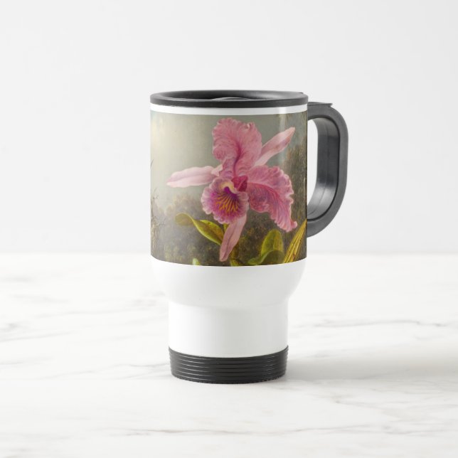 Taza De Viaje Orquídea con dos Hummingbirds Heade (Anverso derecho)