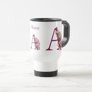 Taza De Viaje Orquídea Elegante Monograma Inicial A Personalizad