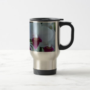 Taza De Viaje orquídeas blancas y violetas
