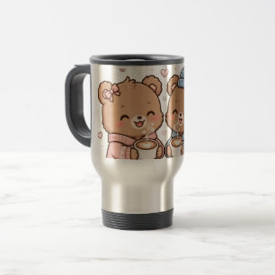 Taza De Viaje Ositos de peluche lindos bebiendo café