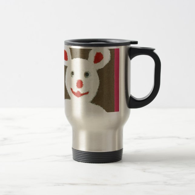 Taza De Viaje Oso blanco con nariz roja, boca y oidos (Santa) (Derecha)