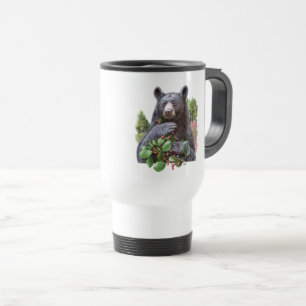 Taza De Viaje Oso Con Ramas De Berry Regalo De Pintura