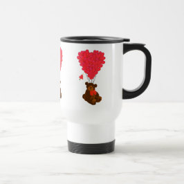 Taza De Viaje Oso de peluche y globos cardíacos