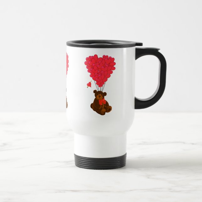 Taza De Viaje Oso de peluche y globos cardíacos (Derecha)