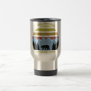 Taza De Viaje Oso del Parque Nacional Retro Yellowstone