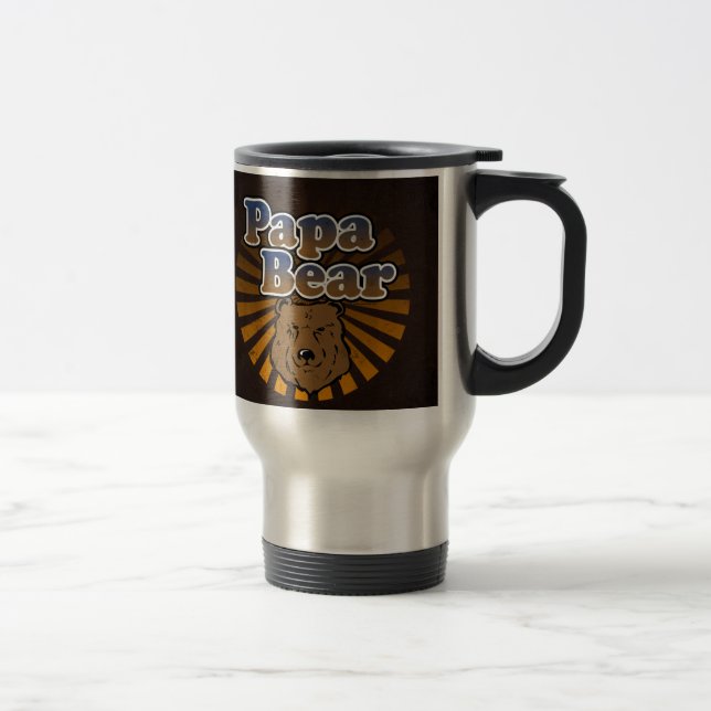 Taza De Viaje Oso fresco de la papá, Brown/azul/regalo del papá (Derecha)