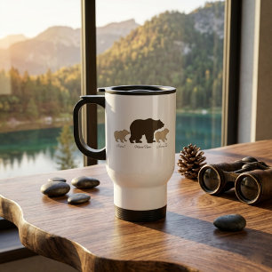 Taza De Viaje Oso Mama Personalizado Con 2 Nombres De Niños Rega