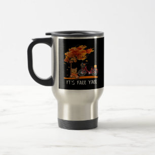 Taza De Viaje Otoño de Yorkshire Kawaii Yorkie es el otoño
