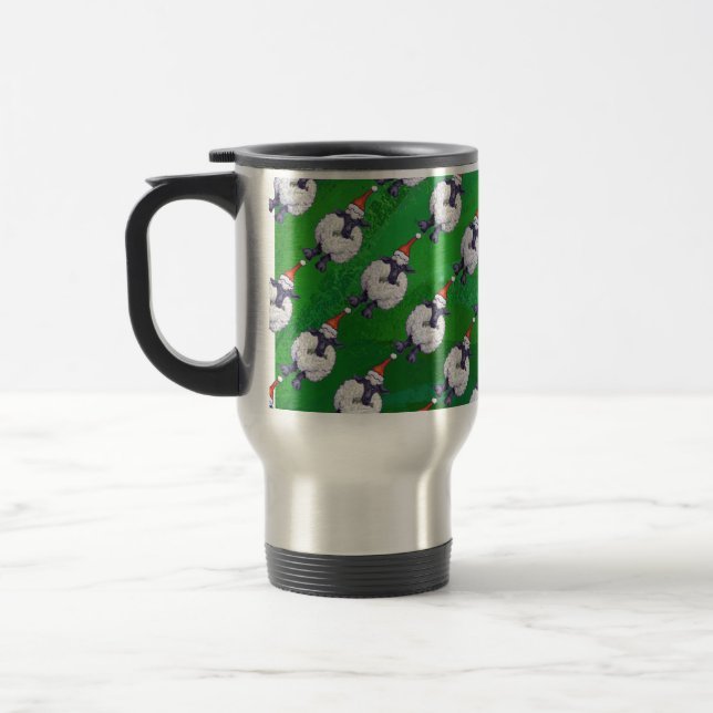 Taza De Viaje Oveja en Sombrero de Santa sobre verde (Izquierda)