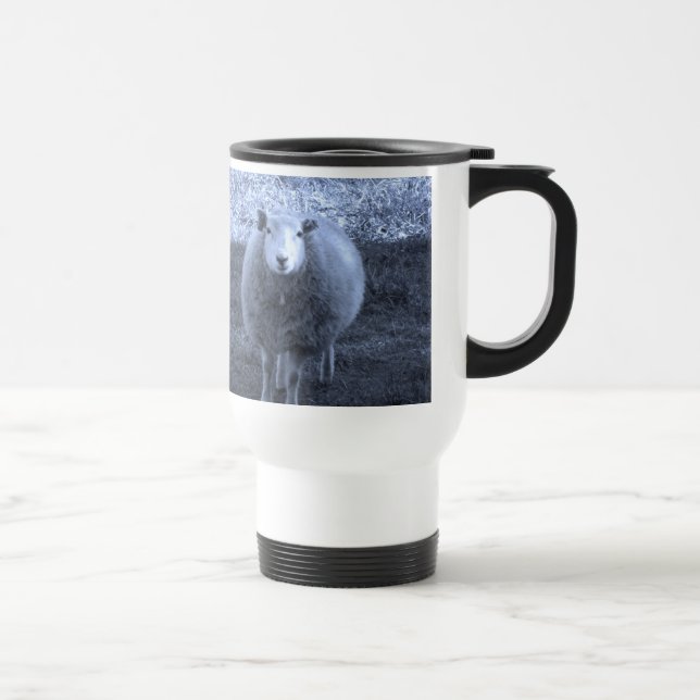 Taza De Viaje Oveja madre azul y blanca (Derecha)