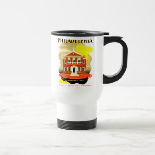 Taza De Viaje PA de Philadelphia. Carpinteros Pasillo, WPA 1936