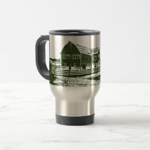Taza De Viaje Paisaje campestre estilo madera casa de campo