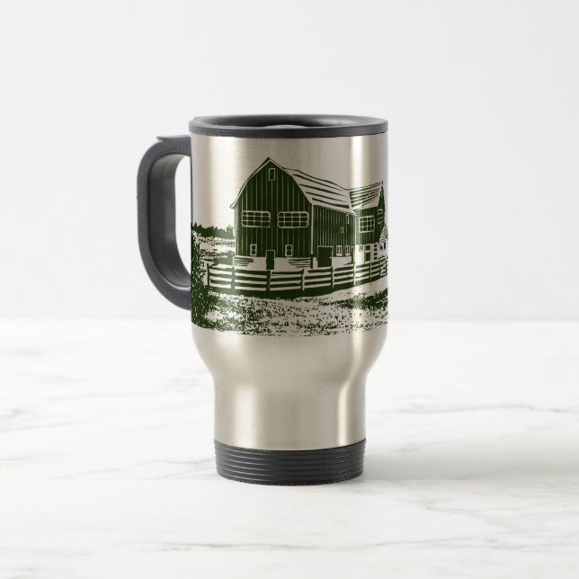 Taza De Viaje Paisaje campestre estilo madera casa de campo (Anverso izquierdo)