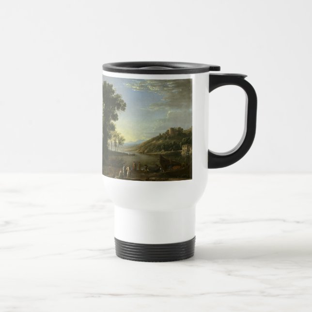 Taza De Viaje Paisaje con comerciantes - Claude Lorrain (Derecha)