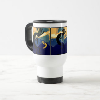 Taza De Viaje Paisaje del desierto de Kokopelli Verde azulado