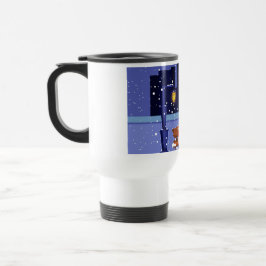 Taza De Viaje Paisaje urbano con lámpara de calle, árbol y gif