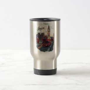 Taza De Viaje Paisaje urbano de Londres con bus de doble decker