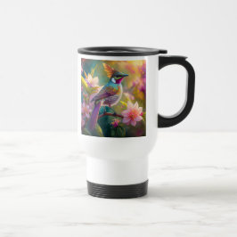 Taza De Viaje Pájaro de fantasía Jay Arcoíris con cresta naranja