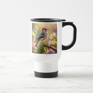 Taza De Viaje Pájaro de la Fantasía de Warbler con cabeza roja