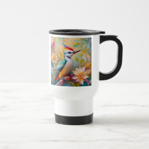 Taza De Viaje Pájaro Fantasía Carpintero Arcoíris Juvenil