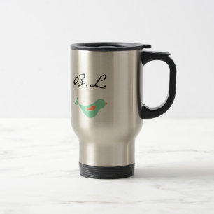Taza De Viaje Pájaro verde pastel monogramado