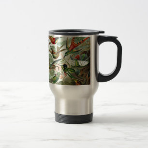 Taza De Viaje pájaros flores flor pájaro naturaleza pintura vint