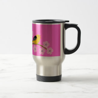 Taza De Viaje Pájaros y flores de cerezo de la primavera