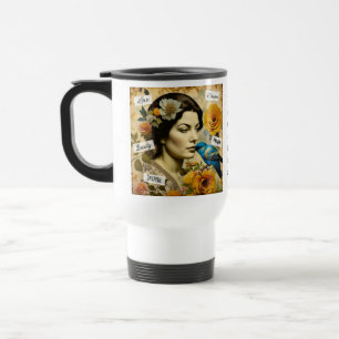 Taza De Viaje Palabras Inspiradoras Personalizadas y Dama Antigü