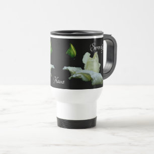 Taza De Viaje Palabras Inspiradoras rosebud blancas