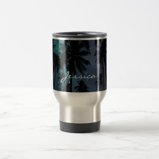 Taza De Viaje Palmeras y cielo estrellado personalizado (Centro)