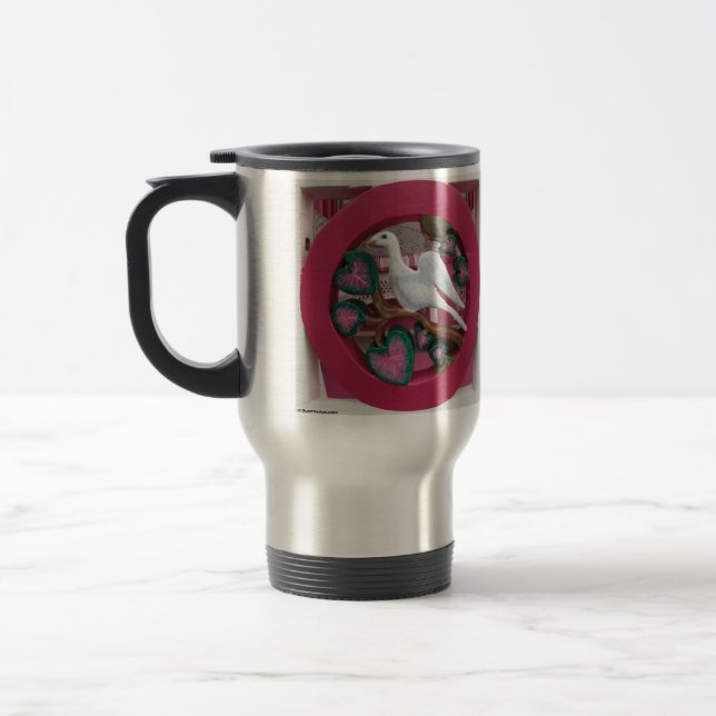 Taza De Viaje Paloma blanca en rosado - Viñedo de Martha (Izquierda)