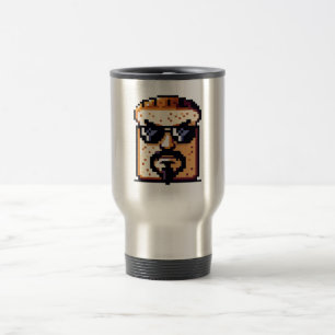 Taza De Viaje Pan Serio - Gracioso Carácter Retro De Arte Pixel