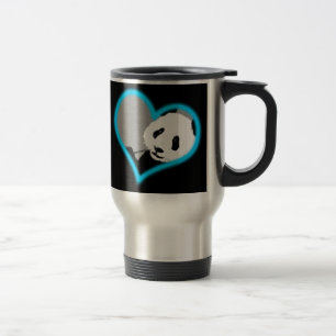 Taza De Viaje panda ama. luz de neón.