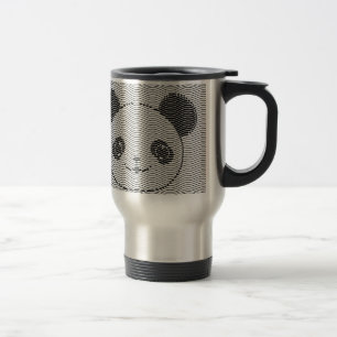 Taza De Viaje Panda Bear Face On Wave Pattern
