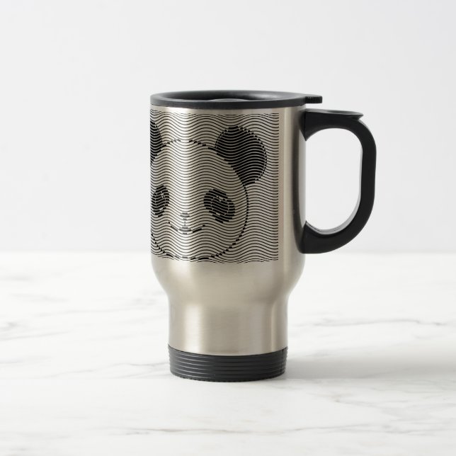 Taza De Viaje Panda Bear Face On Wave Pattern (Derecha)