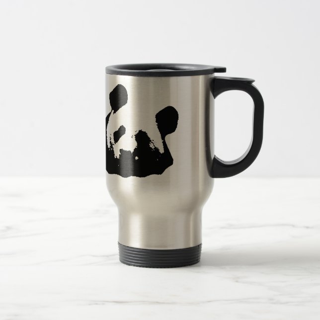 Taza De Viaje Panda de arte pop blanco negro (Derecha)
