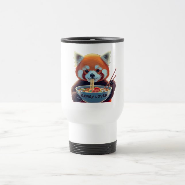 Taza De Viaje Panda rojo comiendo un tazón de ramen (Centro)