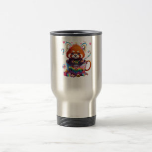 Taza De Viaje Panda Rojo en un café Mug Feliz Navidad