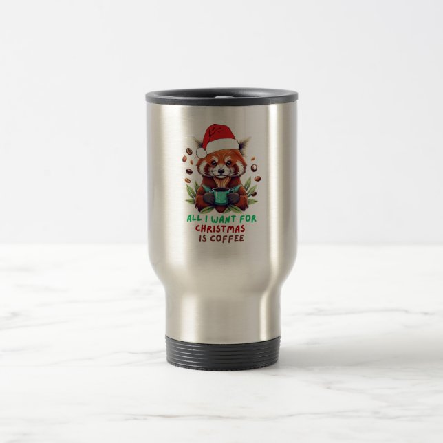 Taza De Viaje Panda rojo Todo lo que quiero para los Navidades e (Centro)