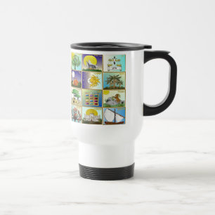 Taza De Viaje Paneles de arte de las 12 tribus de Israel Judaica