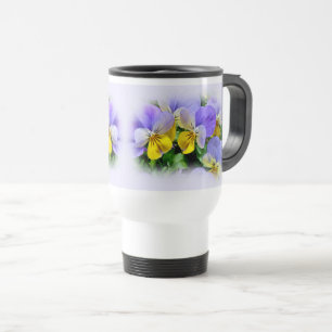 Taza De Viaje Pansias amarillas y moradas
