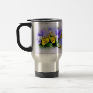 Taza De Viaje Pansies - Púrpura y Amarillo