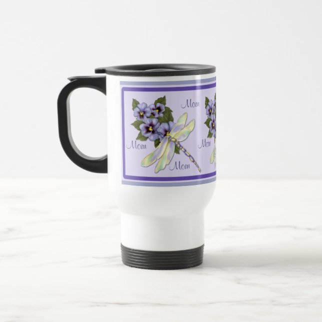 Taza De Viaje Pansies y libélula (Izquierda)