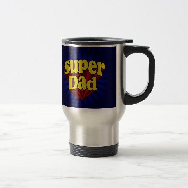 Taza De Viaje Papá estupendo, super héroe rojo/amarillo/el día (Derecha)