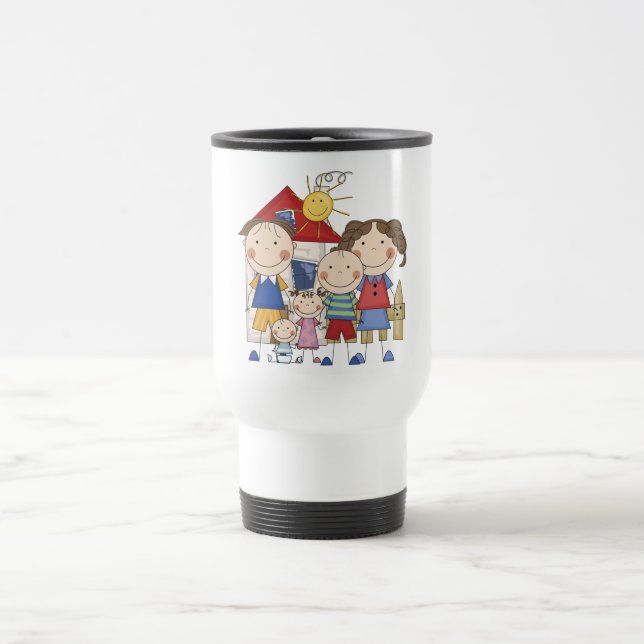 Taza De Viaje Papá, mamá, muchacho, chica, familia del bebé (Centro)