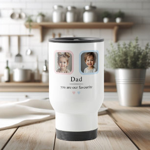 Taza De Viaje Papá personalizado con 2 fotos de niños eres nuest