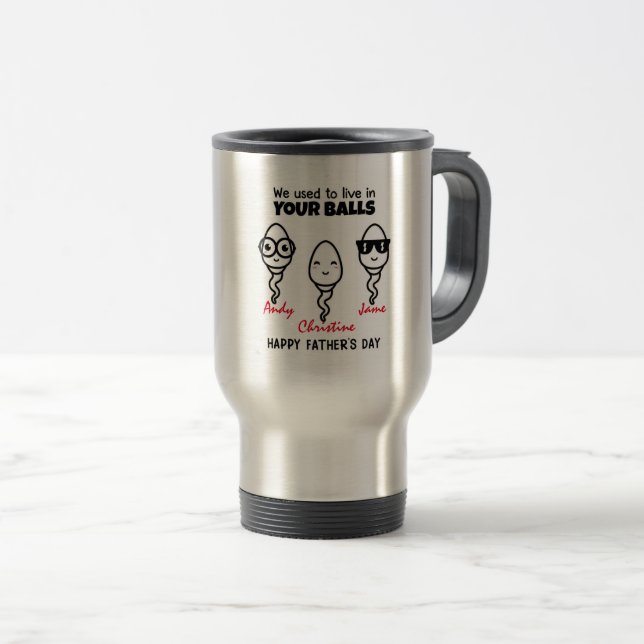 Taza De Viaje Papá, solíamos vivir en tus bolas (Anverso derecho)