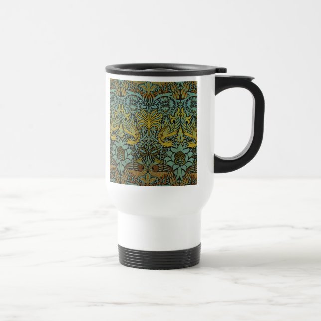 Taza De Viaje Papel de escritorio de William Morris Peacock Drag (Derecha)