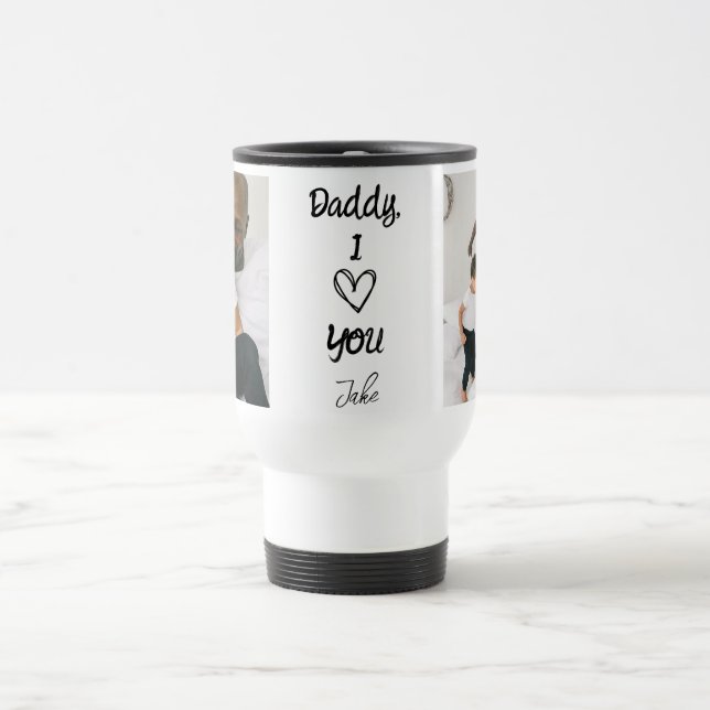 Taza De Viaje Papi, te amo | Fotos personalizadas Travel Mug (Centro)